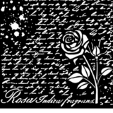 Screenshot at Thick Stencil Stamperia xcm Rose Perfume Manuscript with rose Decomagia